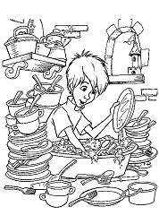 dessin humouristique pour faire la vaisselle dans service en plus livraison